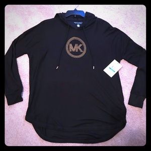 Michael Kors black thermal hoodie with bling logo